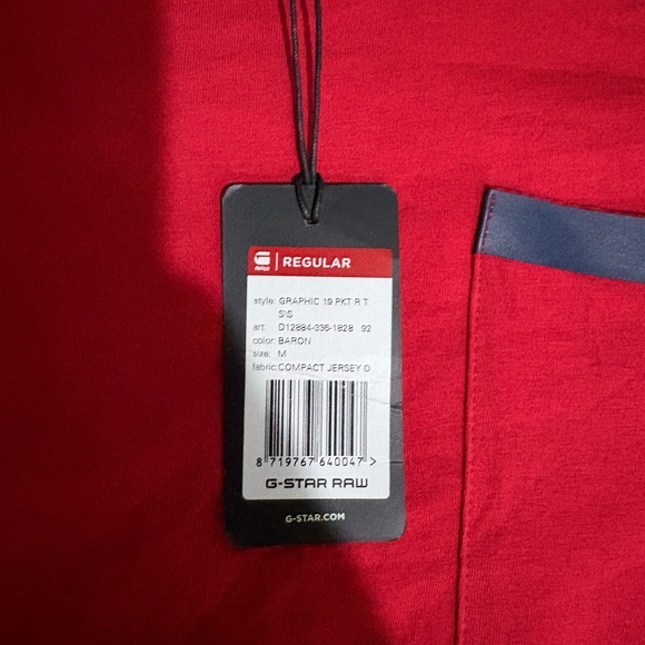 G-Star Red Short Sleeve Tee with Pocket - Picture 3 of 5